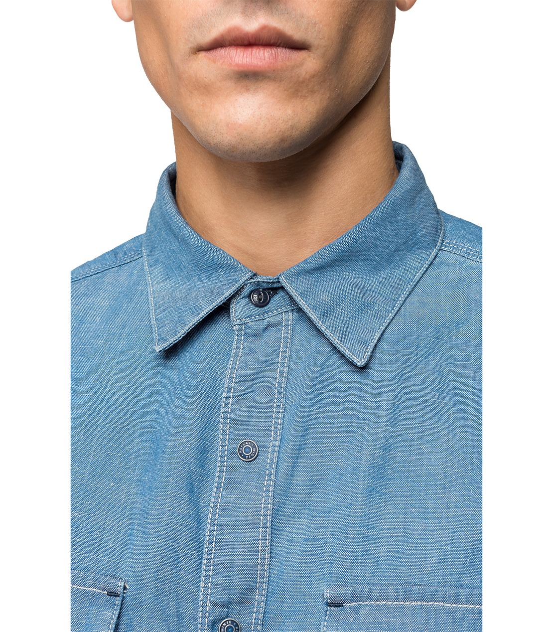 サルトリアーレ 6.5oz コットンリネン ブルーデニムシャツ 詳細画像 ライトブルー 5